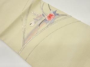 絽銀駒刺繍花模様名古屋帯